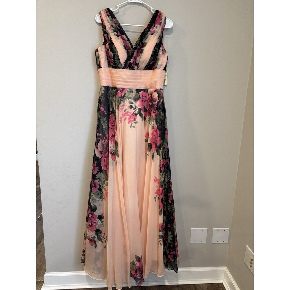 Grace Karin Women’s Size 12 NWT Floral‎ Pink Chiffon Formal Dress Bridesmaid